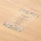 Watercolor Dusty Blue Wildflower Elegant Wedding Acryleinladungen (Ablage )