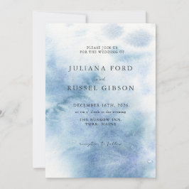Watercolor Dusty Blue Winter Wedding Invitation Einladung