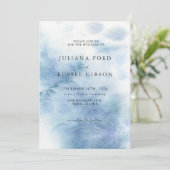 Watercolor Dusty Blue Winter Wedding Invitation Einladung (Stehend Vorderseite)