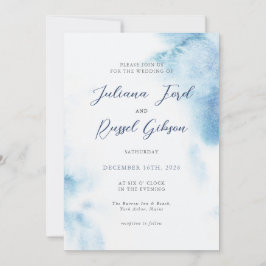 Watercolor Dusty Blue Winter Wedding Invitation Einladung
