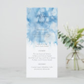 Watercolor Dusty Blue Winter Wedding Menu Menükarte (Stehend Vorderseite)