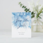 Watercolor Dusty Blue Winter Wedding Save The Date (Stehend Vorderseite)