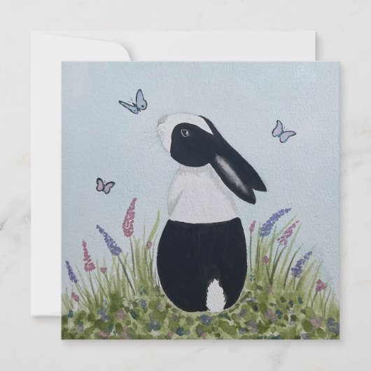 Watercolor Dutch Bunny Rabbit Karte (Vorderseite)