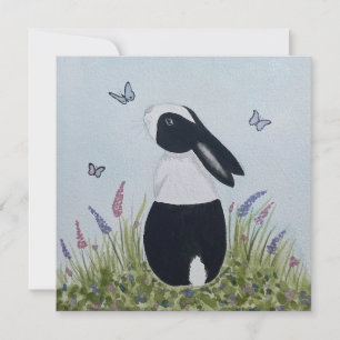 Watercolor Dutch Bunny Rabbit Karte