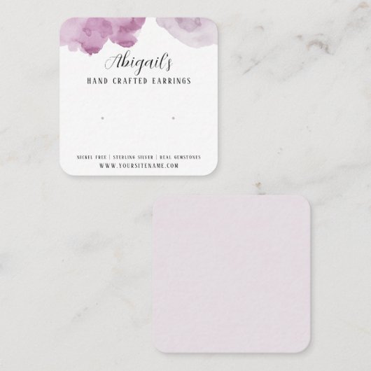 Watercolor Earring Card Quadratische Visitenkarte (Vorne/Hinten)