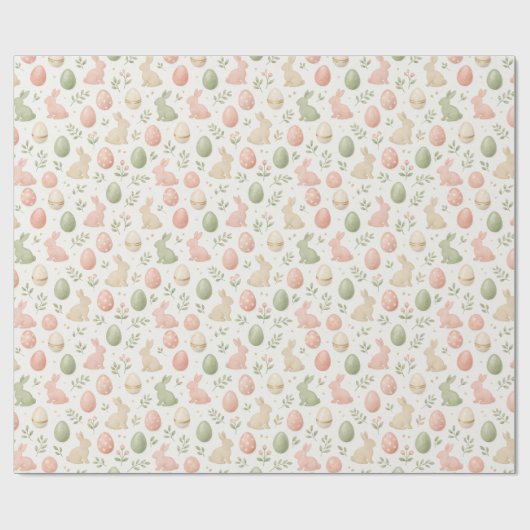 Watercolor Easter Bunny and Pastel Eggs Geschenkpapier (Flach)