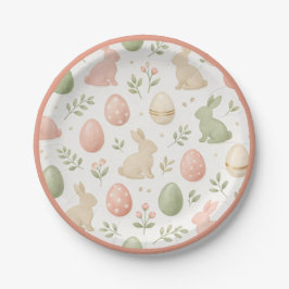 Watercolor Easter Bunny & Eggs Pastel Party Pappteller