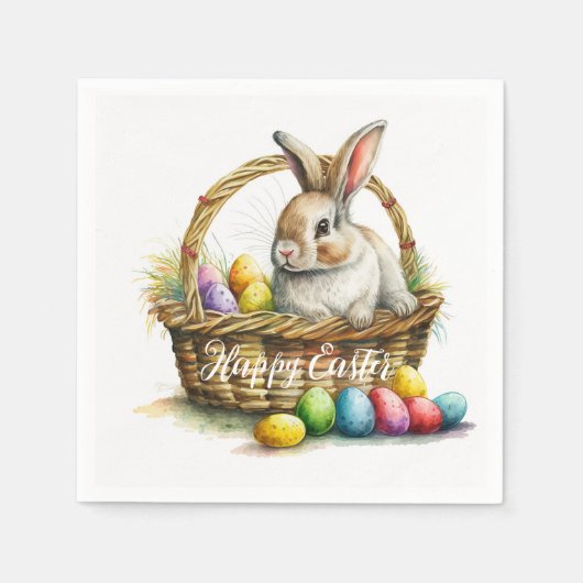 Watercolor Easter Bunny Elegant Art Paper Napkins Serviette (Vorderseite)