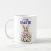 Watercolor Easter Bunny Purple Floral Happy Easter Kaffeetasse (Links)