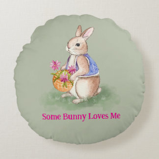 Watercolor Easter Bunny Rundes Kissen