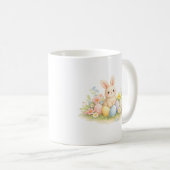 Watercolor Easter Bunny with Pastel Eggs and Sprin Kaffeetasse (VorderseiteRechts)