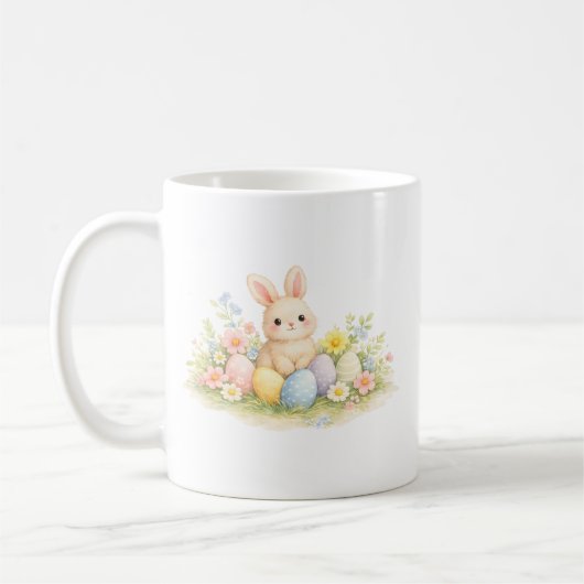Watercolor Easter Bunny with Pastel Eggs and Sprin Kaffeetasse (Links)