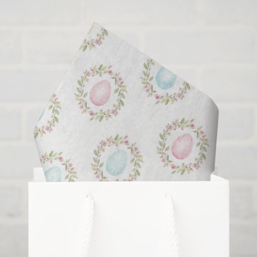 Watercolor Easter Egg Floral Wreath  Seidenpapier (Geschenktüte)