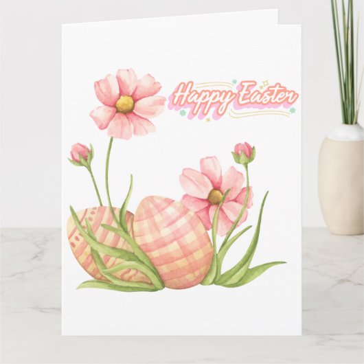 Watercolor Easter Egg Personalized Folded Card Karte (Vorderseite)