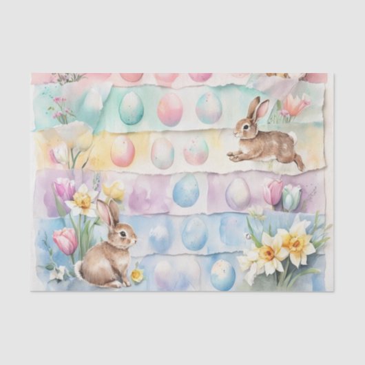 Watercolor Easter Eggs and Rabbits  Seidenpapier (Vorderseite)