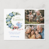 Watercolor Easter Hydrangea Cute Bunny 2 Photo Postkarte (Vorderseite)