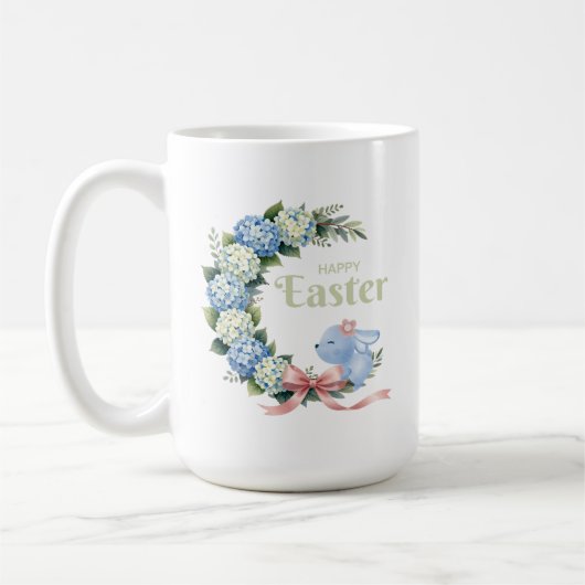 Watercolor Easter Hydrangea Wreath Cute Bunny Kaffeetasse (Links)
