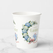 Watercolor Easter Hydrangea Wreath Cute Bunny Pappbecher (Rückseite)