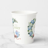 Watercolor Easter Hydrangea Wreath Cute Bunny Pappbecher (Rechts)