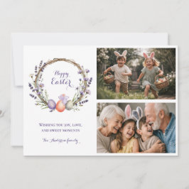 Watercolor Easter Lavender Cute Bunny 2 Photo  Feiertagskarte