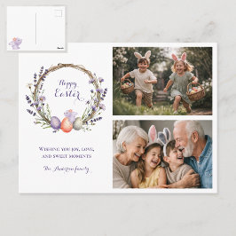 Watercolor Easter Lavender Cute Bunny 2 Photo  Postkarte