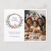 Watercolor Easter Lavender Cute Bunny Photo  Postkarte (Vorderseite)