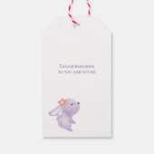 Watercolor Easter Lavender Wreath Eggs Cute Bunny Geschenkanhänger (Rückseite)