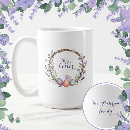 Watercolor Easter Lavender Wreath Eggs Cute Bunny Kaffeetasse