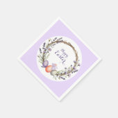 Watercolor Easter Lavender Wreath Eggs Cute Bunny Serviette (Ecke)