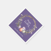 Watercolor Easter Lavender Wreath Eggs Cute Bunny Serviette (Ecke)