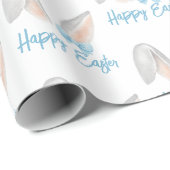 Watercolor Easter Rabbit Ears with Blue Bow Spring Geschenkpapier (Rolleneckpunkt)