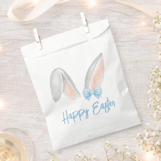 Watercolor Easter Rabbit Ears with Blue Bow Spring Geschenktütchen (Ausgeschnitten)