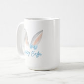 Watercolor Easter Rabbit Ears with Blue Bow Spring Kaffeetasse (Vorderseite Links)
