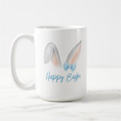 Watercolor Easter Rabbit Ears with Blue Bow Spring Kaffeetasse (Links)