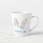 Watercolor Easter Rabbit Ears with Blue Bow Spring Milchtasse (Rechts)