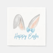 Watercolor Easter Rabbit Ears with Blue Bow Spring Serviette (Vorderseite)
