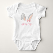 Watercolor Easter Rabbit Ears with Pink Bow Spring
