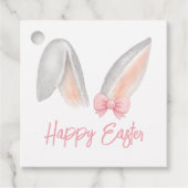 Watercolor Easter Rabbit Ears with Pink Bow Spring Geschenkanhänger (Vorderseite)