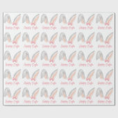 Watercolor Easter Rabbit Ears with Pink Bow Spring Geschenkpapier (Flach)