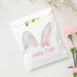 Watercolor Easter Rabbit Ears with Pink Bow Spring Geschenktütchen