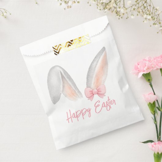 Watercolor Easter Rabbit Ears with Pink Bow Spring Geschenktütchen (Versiegelt)