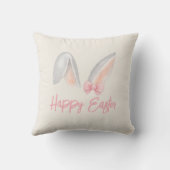 Watercolor Easter Rabbit Ears with Pink Bow Spring Kissen (Rückseite)
