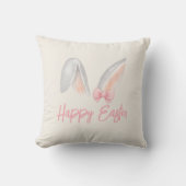 Watercolor Easter Rabbit Ears with Pink Bow Spring Kissen (Vorderseite)