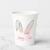 Watercolor Easter Rabbit Ears with Pink Bow Spring Pappbecher (Vorderseite)