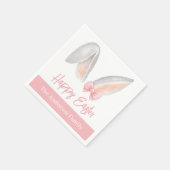 Watercolor Easter Rabbit Ears with Pink Bow Spring Serviette (Ecke)