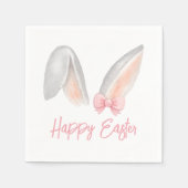 Watercolor Easter Rabbit Ears with Pink Bow Spring Serviette (Vorderseite)