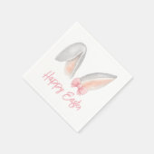 Watercolor Easter Rabbit Ears with Pink Bow Spring Serviette (Ecke)