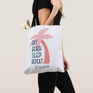 Watercolor Eat Beach Sleep Repeat Palme Tote Tasche