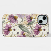 Watercolor Echinacea Purple & Gold iPhone Hülle (Rückseite (Horizontal))