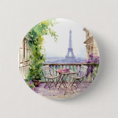 Watercolor Eifel Tower Paris Button (Vorderseite)